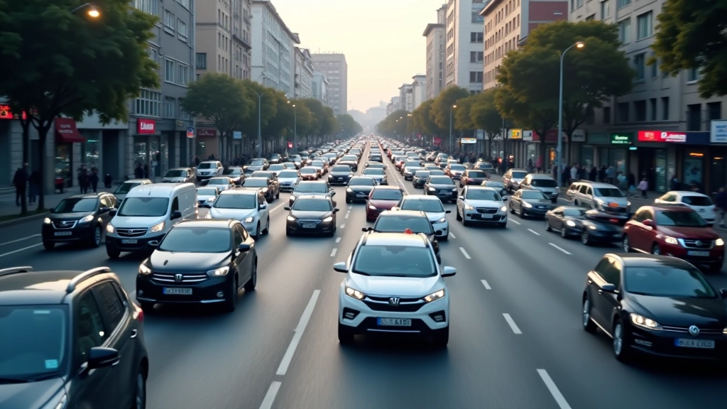 İstanbul trafik yoğunluğu, birden fazla şerit üzerinde araçlar, karmaşık şehir trafik ortamı